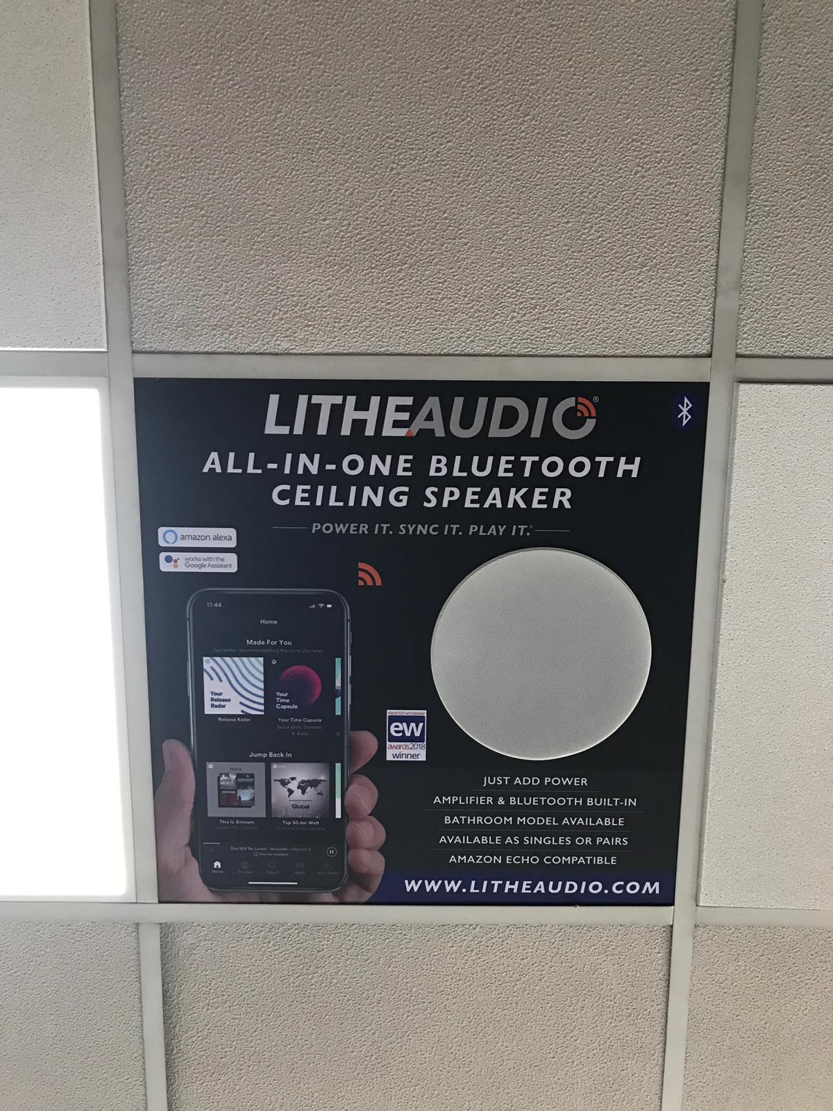 Ceiling Tile With Working Lbt1 Speaker Display Lithe Audio Ltd